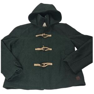 Scotch & Soda Dark Green Toggle Wool Blend Duffle Jacket